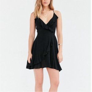Urban Outfitters Black Ruffle Slip Dress